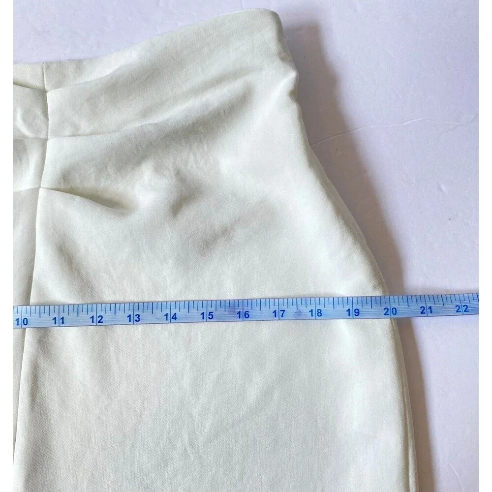 Zara Skirt Women Sz M Off White Front Asymmetrical Split Cinched Waist NWT Flaws